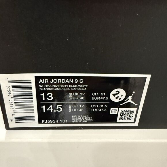 Size 13 Nike Air Jordan 9 Low Golf University Blue Sneakers FJ5934-101 Mens - Picture 10 of 10